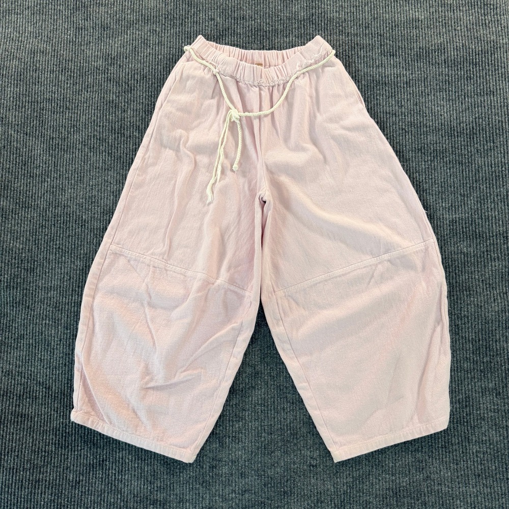 Free People Womens Barrel Pants Size Small Pink Rope Drawstring Wide Leg LH02237
